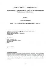 Safety report<br>Baby cream made with chamomile water Vitamama BABY. Babycream mit Kamillenwasser, 200 ml
